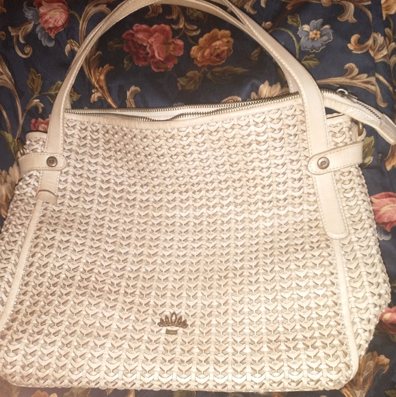 AMAZING GIORGIO DEL RE INTERWOVEN LEATHER HANDBAG - Picture 1 of 13